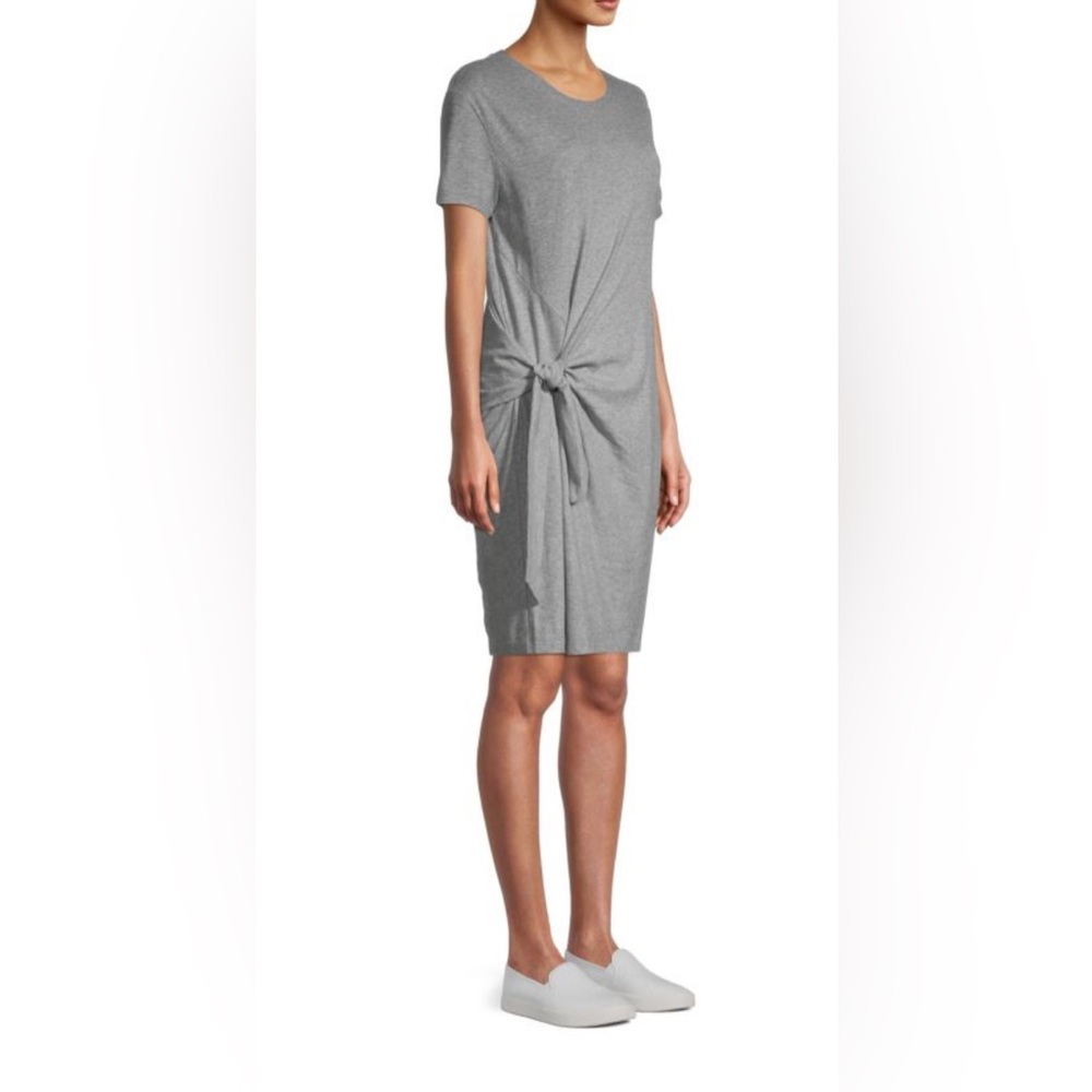 Vince Gray and White Sheath Dress Short Sleeve Crew Neck - Picture 2 of 8